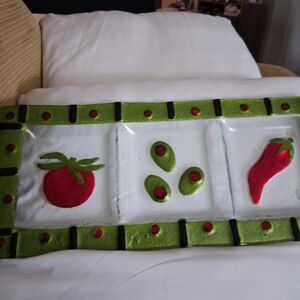 Colorful Ceramic Serving Tray with Vegetables